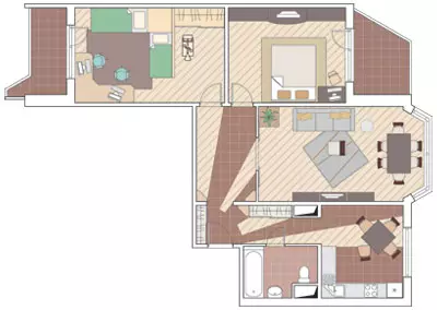 Bi logelako apartamentua P-44T-4 serieko etxean