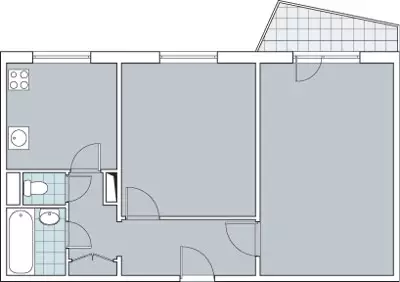 Egy hálószobás apartman a 111-90-es sorozat házában