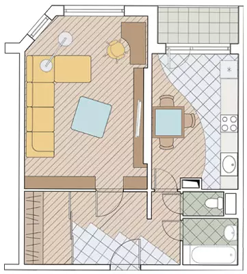 Двустаен апартамент в къщата на серията P55M