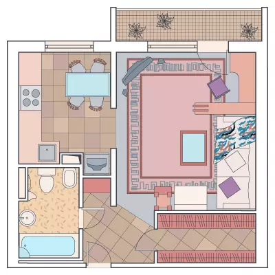 En-værelses lejlighed i huset af P46-serien