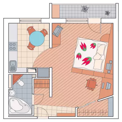 Appartement met één kamer in het huis van de P46-serie