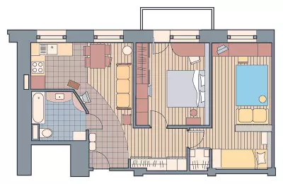 Herontwikkeling van een appartement met drie slaapkamers in het huis van serie II-29