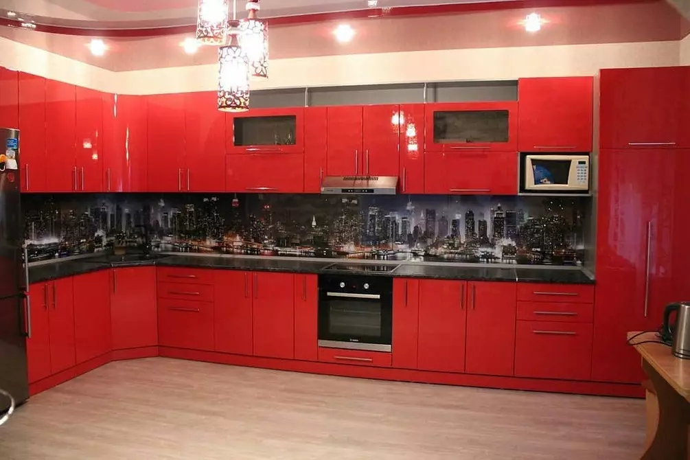 Interior untuk berani: 70 gambar dapur hitam dan merah 1441_138