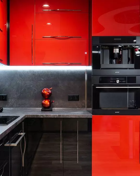 勇敢的内饰：黑色和红色厨房的70张照片 1441_16