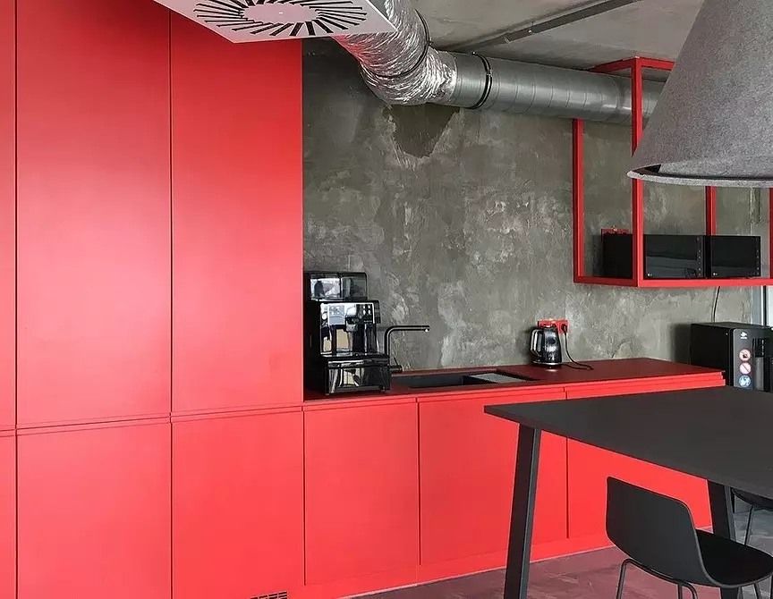 การตกแต่งภายในสำหรับความกล้าหาญ: 70 ภาพห้องครัวสีดำและสีแดง 1441_23