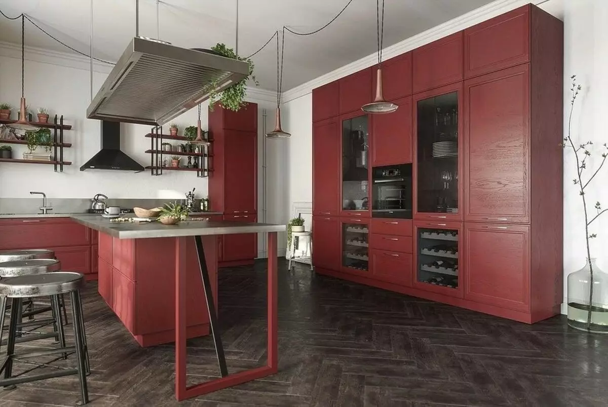 勇敢的内饰：黑色和红色厨房的70张照片 1441_24