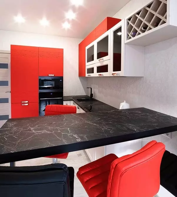 勇敢なインテリア：黒と赤のキッチンの写真 1441_50