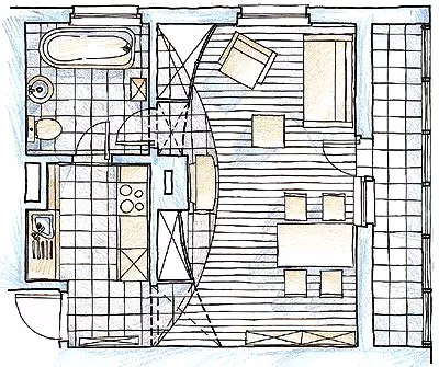 Remodelación de apartamento de unha habitación na serie de 1605