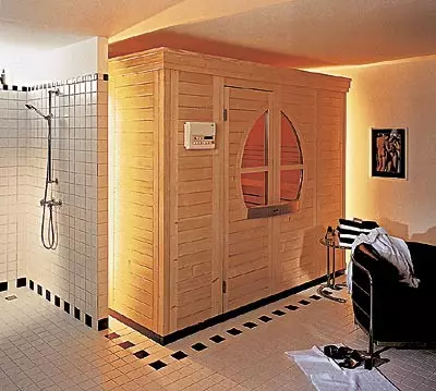 Sauna at shower cabin na may steam generators.