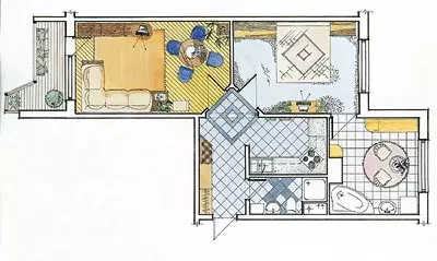 Referencia a un apartamento de dos habitaciones en la casa de la serie P-44.