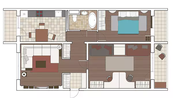 पी -46 एम पैनल हाउस में अपार्टमेंट की चार डिजाइन परियोजनाएं