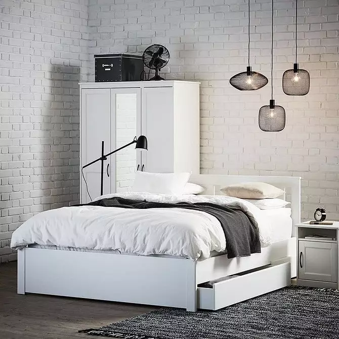 Rahat ve işlevsel bir iç yatak odası oluşturmak için IKEA'dan 10 yatak 1555_126