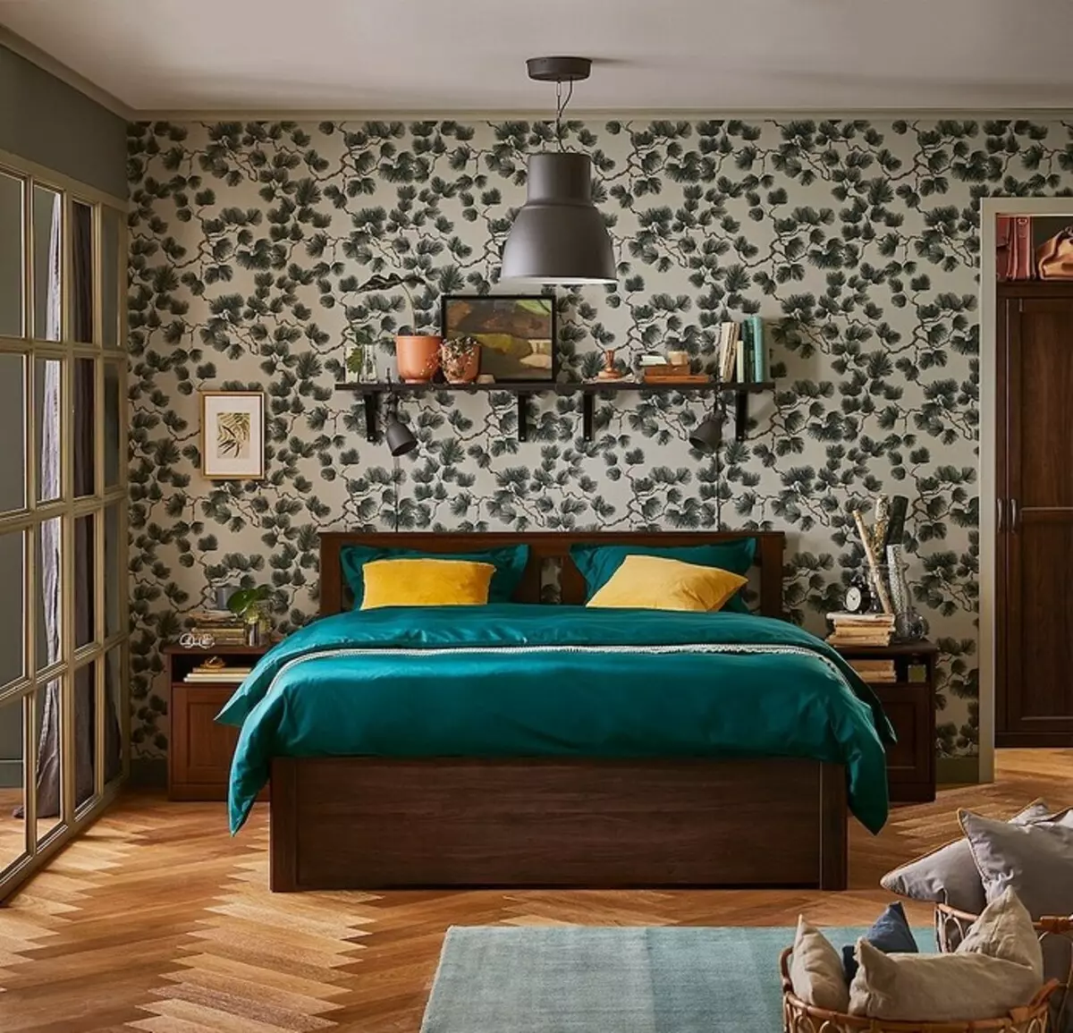 Rahat ve işlevsel bir iç yatak odası oluşturmak için IKEA'dan 10 yatak 1555_128
