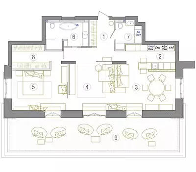 Li St. St. Li St. Petersburgê, apartmanê, li Stêrê, li kîjan sêyemîn deverê terrek digire 15927_33