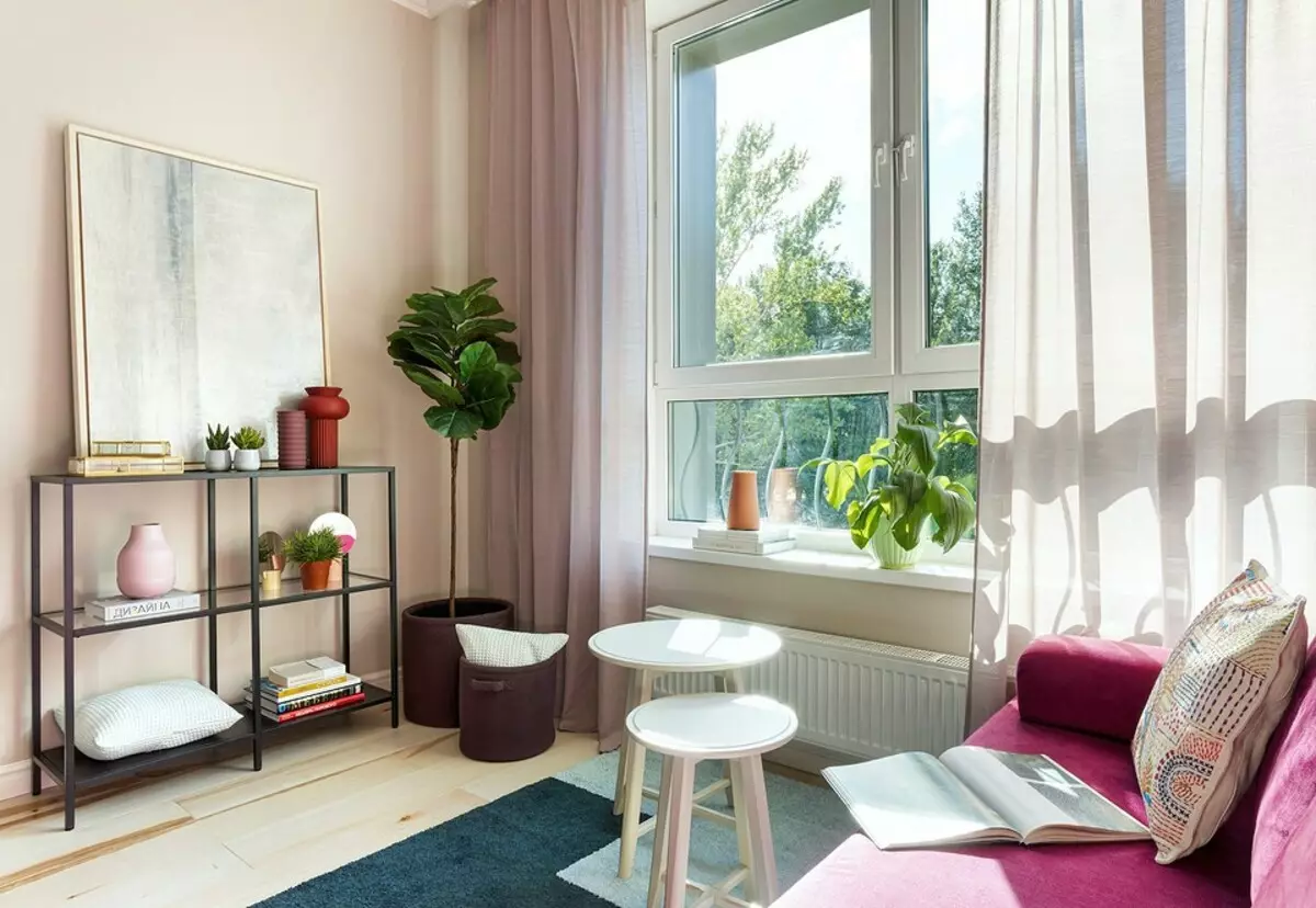 Barrejar Ikea i Art: apartament lluminós i inusual amb una superfície de 38 metres quadrats. Mals 1618_3