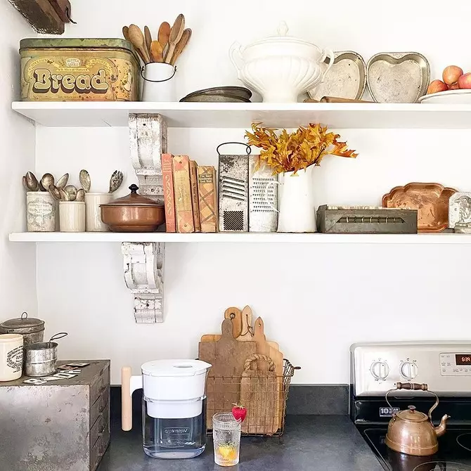 Como decorar baldas abertas na cociña: 6 fermosas ideas 1680_10