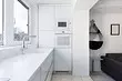 Bijela kuhinja sa bijelom kontratonom: 5 Opcije dizajna i 50 fotografija
