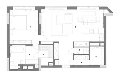 Naka-istilong apartment para sa isang lalaki na may mini-gym at sauna 18934_49