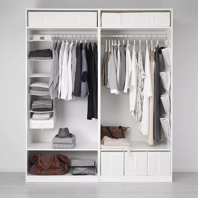 7 organisatsjes IKEA foar opslach garderobe yn 'e kast 2076_8