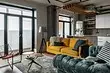 Betoninės lubos, plytų sienos ir baldai IKEA: palėpės stiliaus buto interjeras