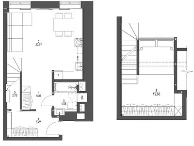 Appartamenti loft con cucina turchese e camera da letto in vetro cubo 2224_42