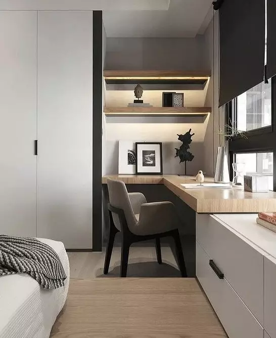 6 eenvoudige en stijlvolle ideeën voor het ontwerp van de werkplek in de slaapkamer 2239_19