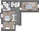 3-kamer appartementplanning: kenmerken en ideeën 2314_11