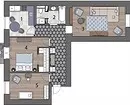 3-ĉambra apartamenta planado: Trajtoj kaj ideoj 2314_11