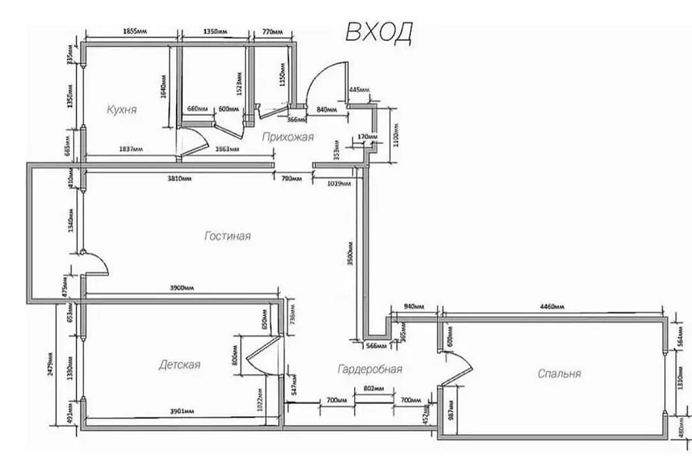 3-ĉambra apartamenta planado: Trajtoj kaj ideoj 2314_35