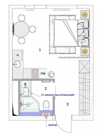 Samo 25 kvadratnih metrov. M: malo apartmaja s kuhinjo-spalnico 2334_16