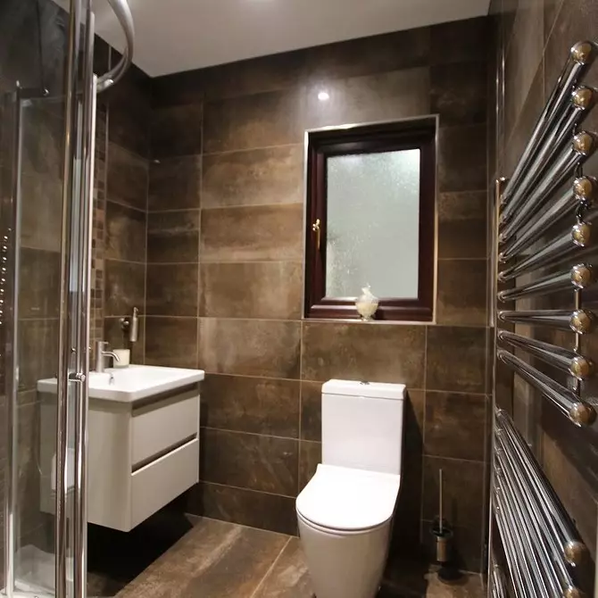 Reka bentuk yang selesa dari bilik mandi coklat: kombinasi warna dan penamat yang betul 2449_23