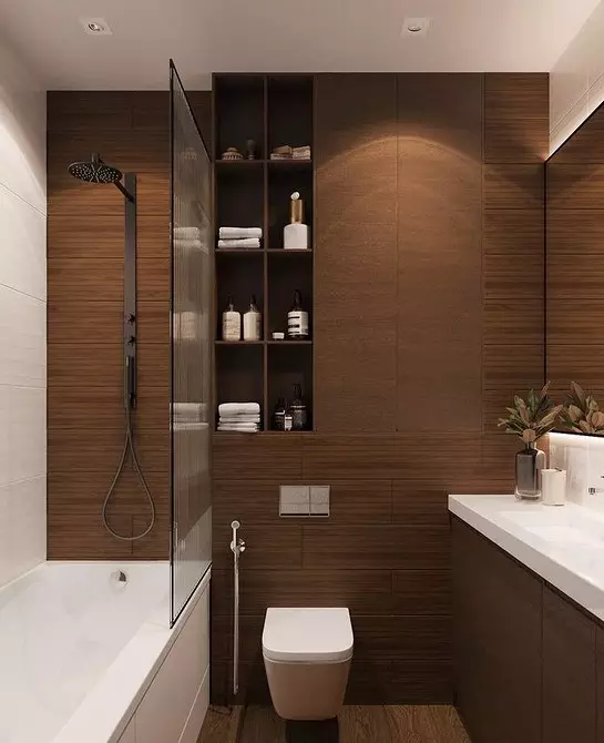 Reka bentuk yang selesa dari bilik mandi coklat: kombinasi warna dan penamat yang betul 2449_40
