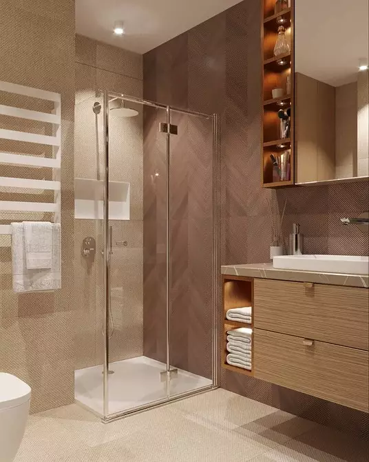 Reka bentuk yang selesa dari bilik mandi coklat: kombinasi warna dan penamat yang betul 2449_52