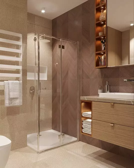 Diseño acogedor de un baño marrón: combinaciones de colores y acabado adecuado. 2449_52