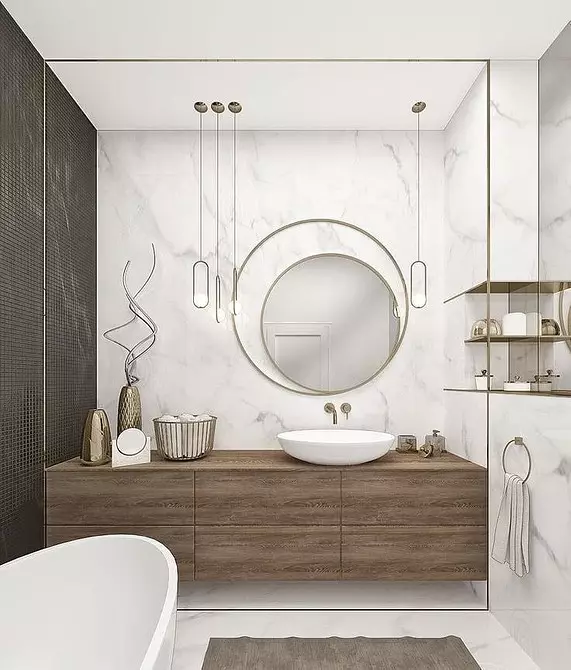 Reka bentuk yang selesa dari bilik mandi coklat: kombinasi warna dan penamat yang betul 2449_61