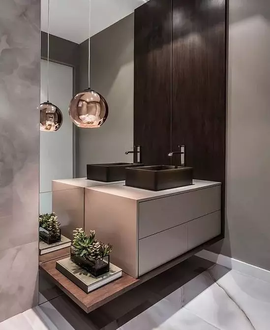Reka bentuk yang selesa dari bilik mandi coklat: kombinasi warna dan penamat yang betul 2449_84