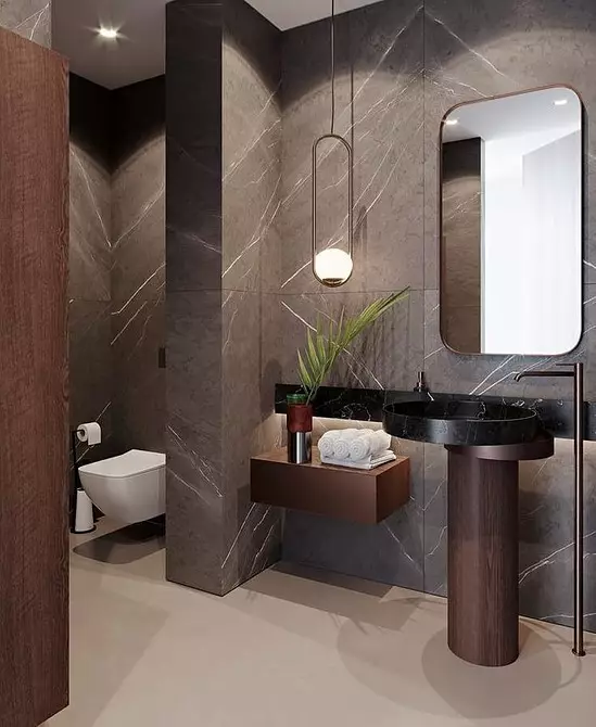 Reka bentuk yang selesa dari bilik mandi coklat: kombinasi warna dan penamat yang betul 2449_85