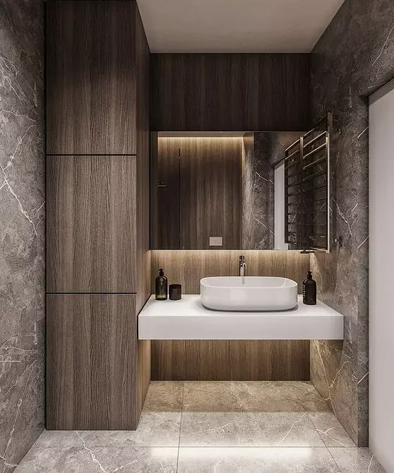 Design accogliente di un bagno marrone: combinazioni di colori e finitura corretta 2449_87