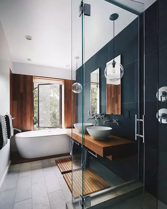 Reka bentuk yang selesa dari bilik mandi coklat: kombinasi warna dan penamat yang betul 2449_94