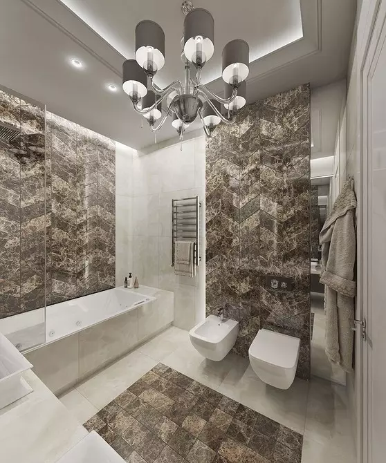 Reka bentuk yang selesa dari bilik mandi coklat: kombinasi warna dan penamat yang betul 2449_95