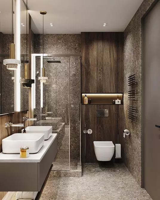 11 vonios kambariai su 7 kvadratinių metrų plotą. m, kurioje gražiai pateikiami visi reikalingi (ir 53 nuotraukos) 2503_65