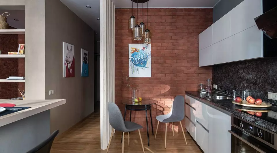 ¿Es posible loft en un pequeño apartamento? Un ejemplo de un área de estudio de 38 metros cuadrados. METRO.