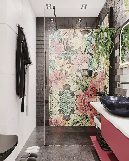 Elegantno i lijepo: mozaik u dizajnu kupaonice (66 fotografija) 2724_101