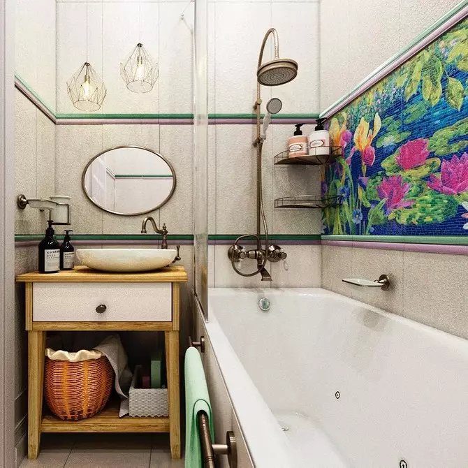 रमाइलो र सुन्दर: बाथरूमको डिजाइनमा मोजेक (66 66 फोटो) 2724_120