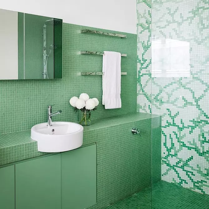 Elegantno i lijepo: mozaik u dizajnu kupaonice (66 fotografija) 2724_90