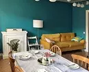 Nous établissons un salon dans des tons turquoises: les meilleures techniques de concepteur et combinaisons de couleurs 2829_100