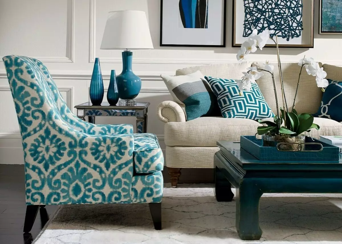 We draw up a living room in turquoise tones: the best designer techniques and color combinations 2829_14