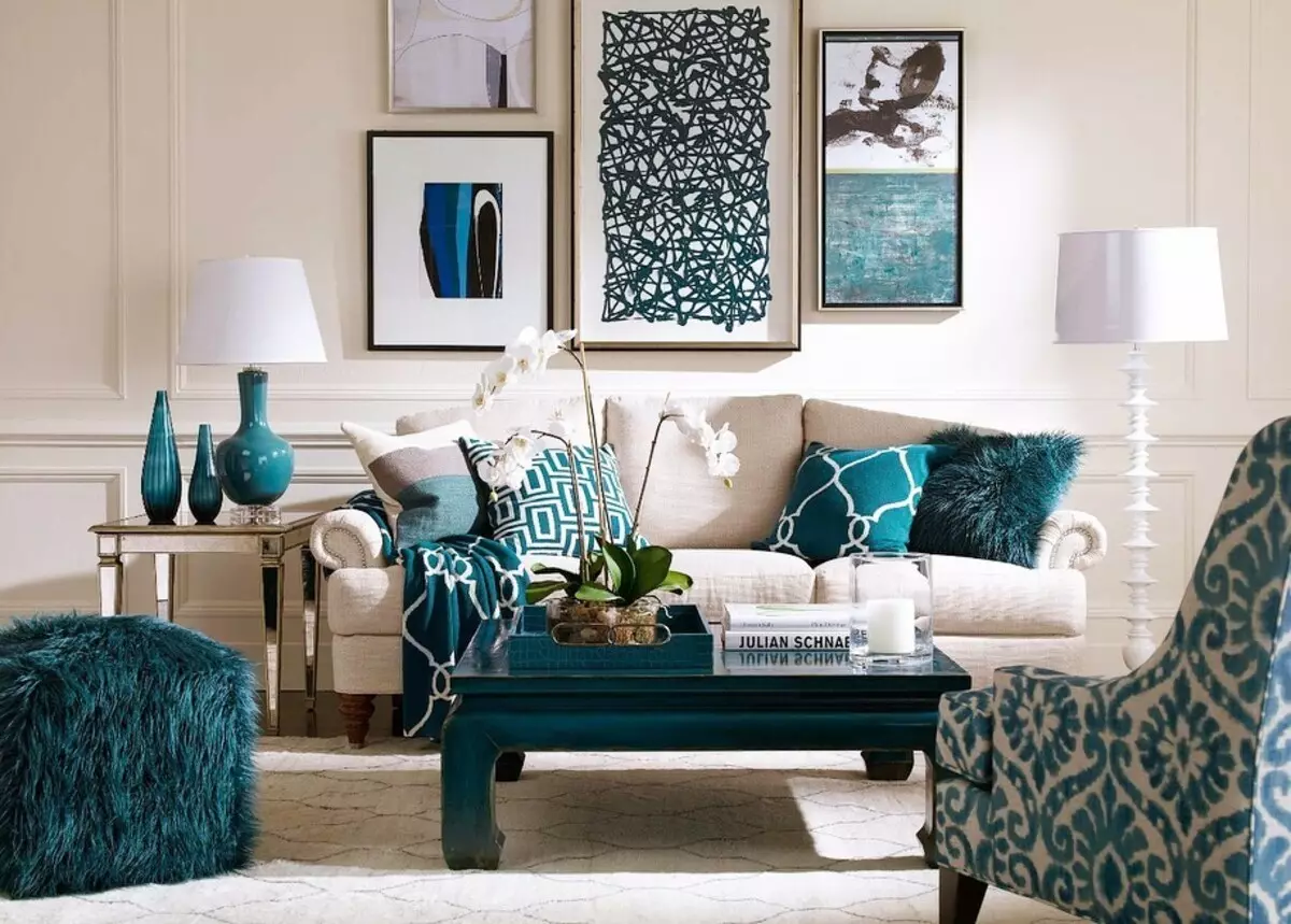 We draw up a living room in turquoise tones: the best designer techniques and color combinations 2829_88