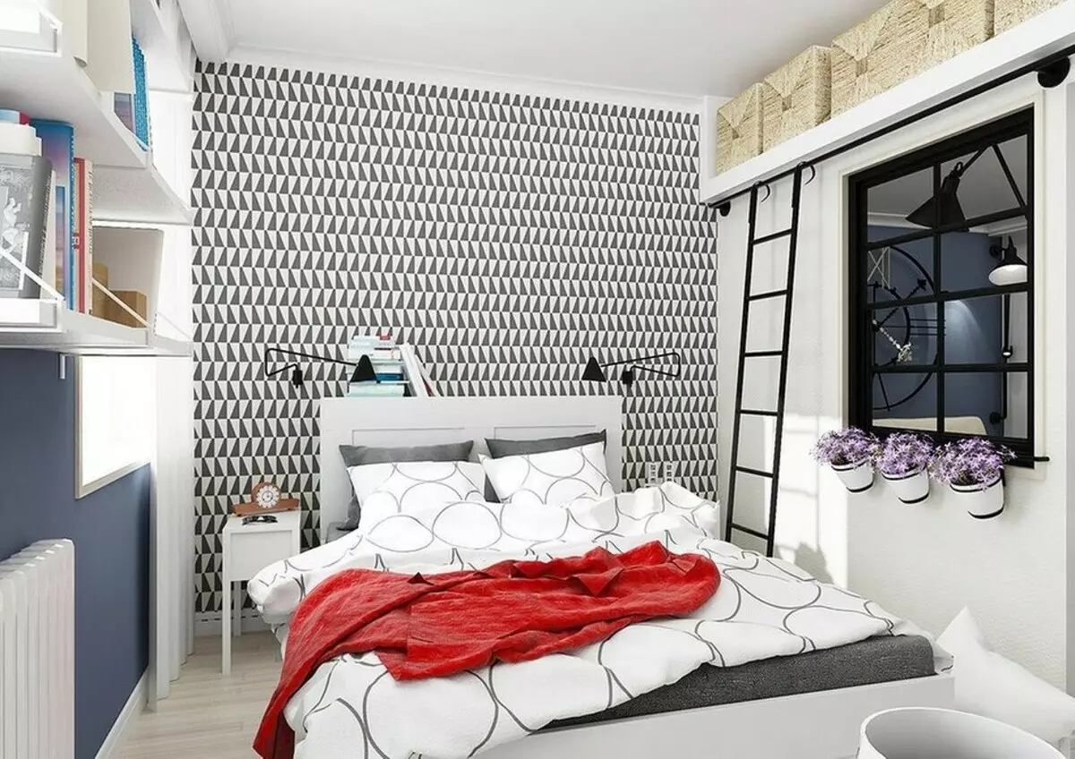 9 ایده های سرد برای تزئین یک اتاق خواب با مساحت 9 متر مربع. M. 28433_20