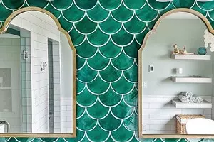Roheline vannitoa disain: kasutage värvi, nagu spetsialistid 2889_1